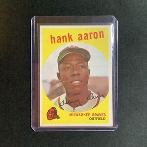 Original 1959 Topps Baseball Hank Aaron #380 HOF / Milwaukee Braves EX+/EXMT